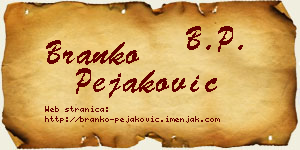 Branko Pejaković vizit kartica